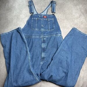 Dickies Denim Blue Work Overalls Bib Pants Men Size 42x32